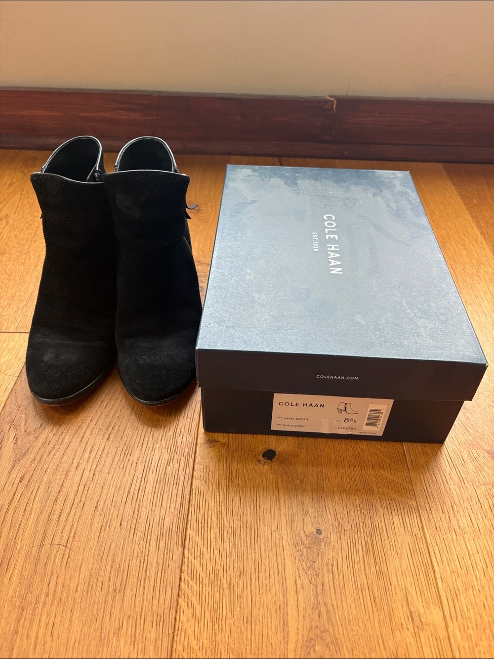 Cole Haan Black Suede Ankle Booties with Side Zip